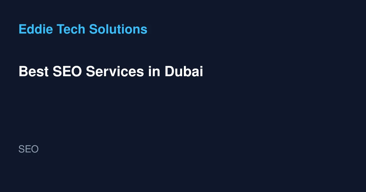 Best SEO Services in Dubai